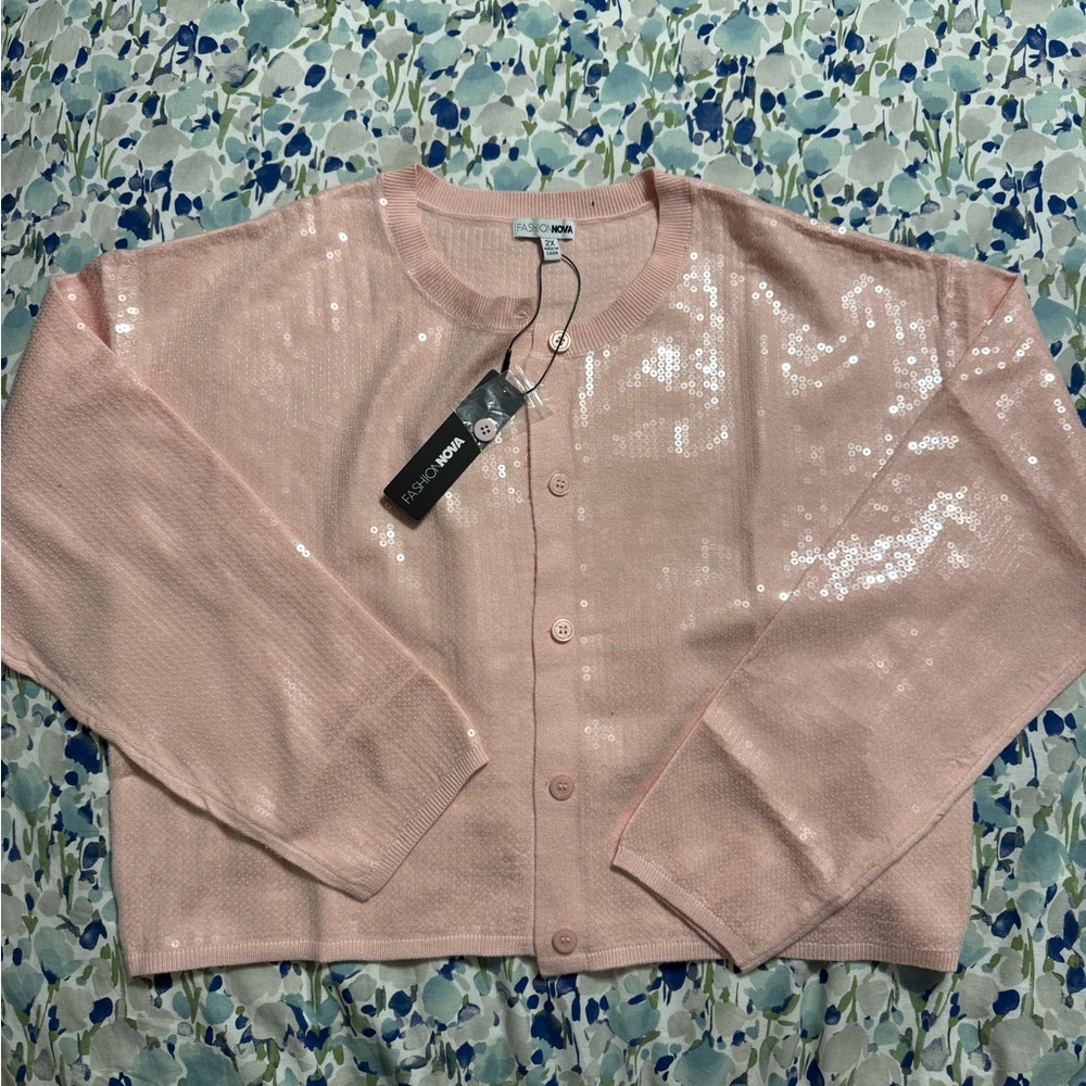 Fashion Nova Pink Sequin Sweater